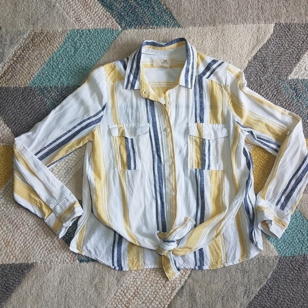 Thread & Supply Striped Tie Front Top SMALL